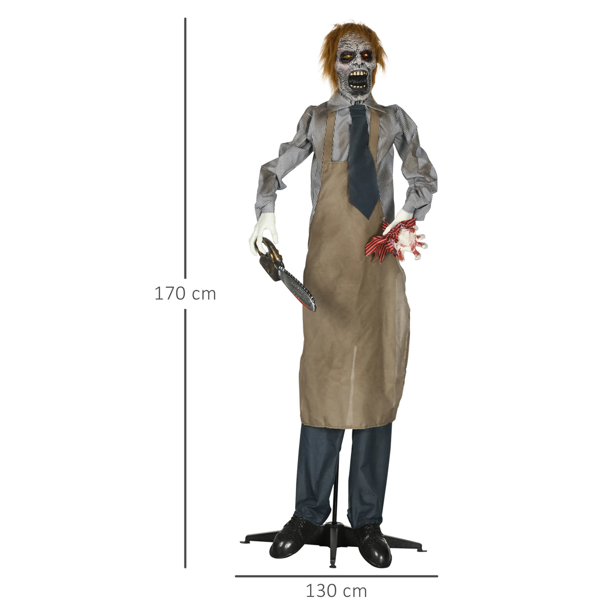 Red light up eyes on a Halloween chainsaw prop