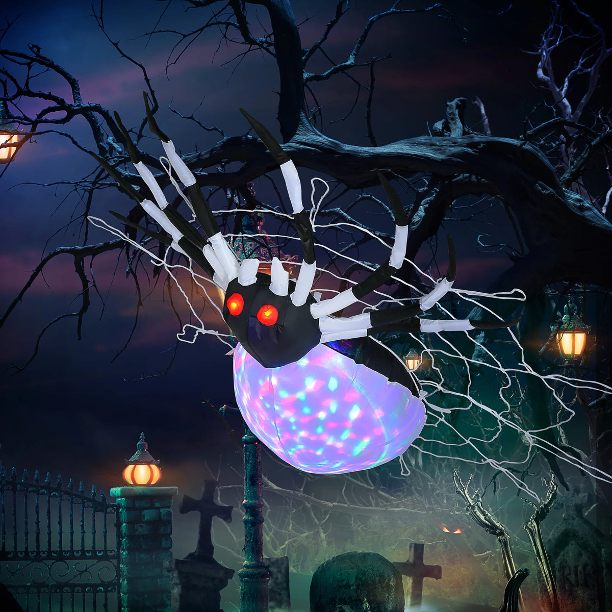 5FT Long Halloween Inflatable Spider, Blow-Up Outdoor LED Garden Display