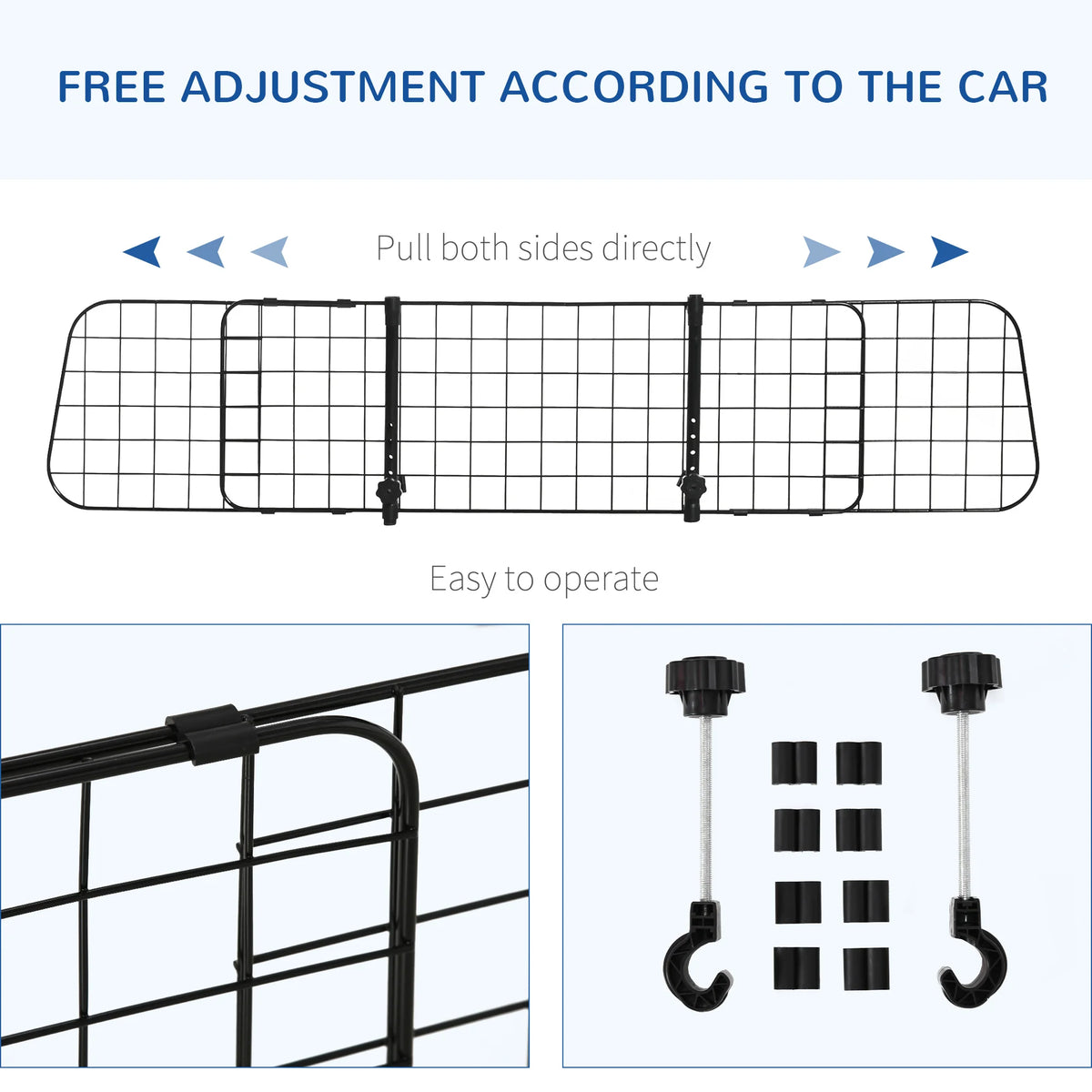 Adjustable Dog Car Barrier, Ventilated Mesh Pet Guard for Boot, 91-152cm