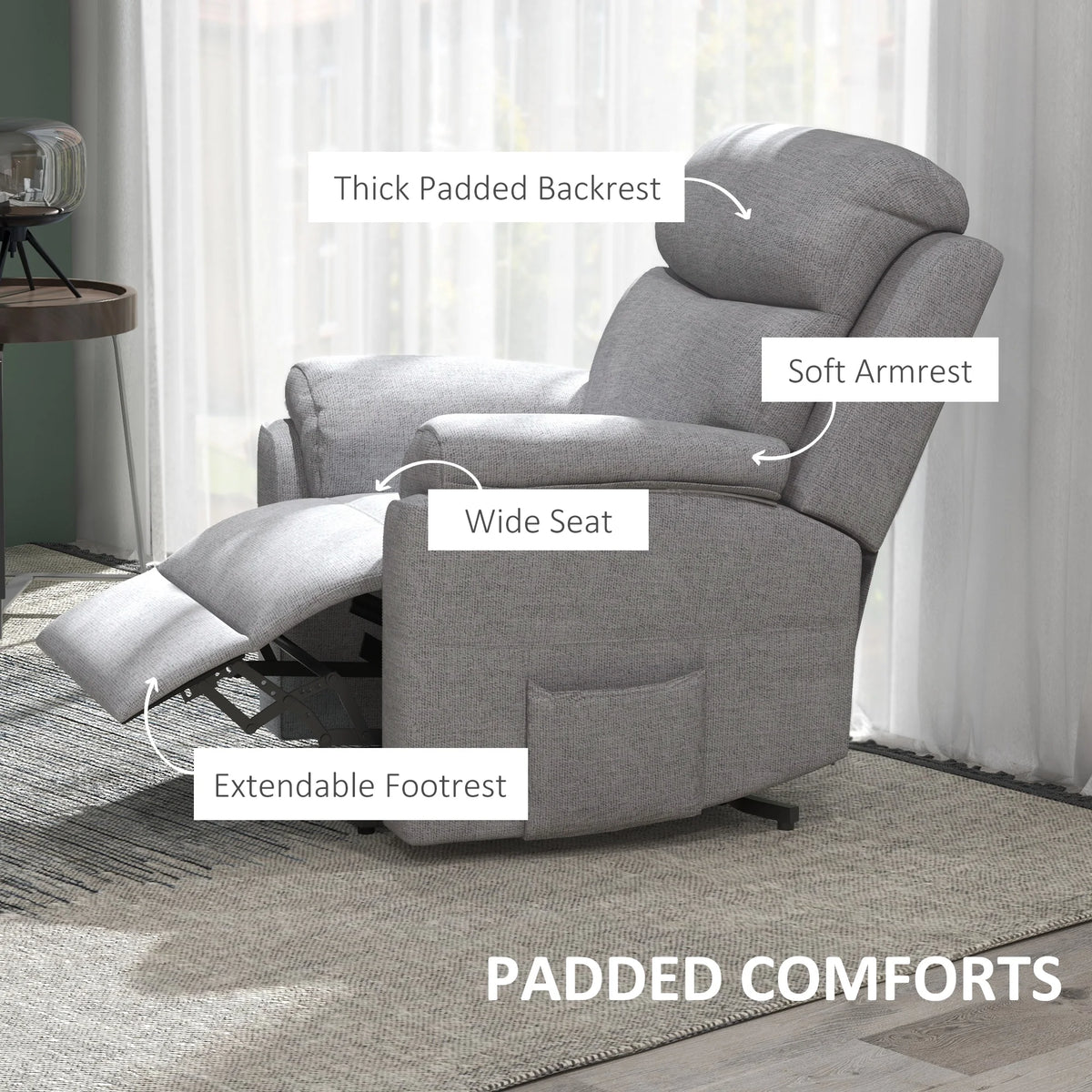 Power Lift Chair Electric Riser Armchair with Remote Control, Grey