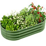 Large Oval Galvanised Steel Raised Garden Bed Multiple Sizes Rustproof for Vegetables Flowers Backyard Patio