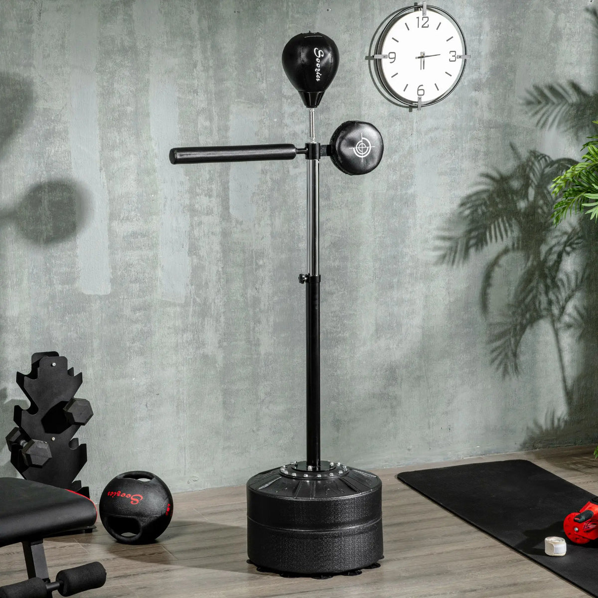 Free Standing Boxing Speed Bag with Reflex Bar and Adjustable Stand, 163-205cm