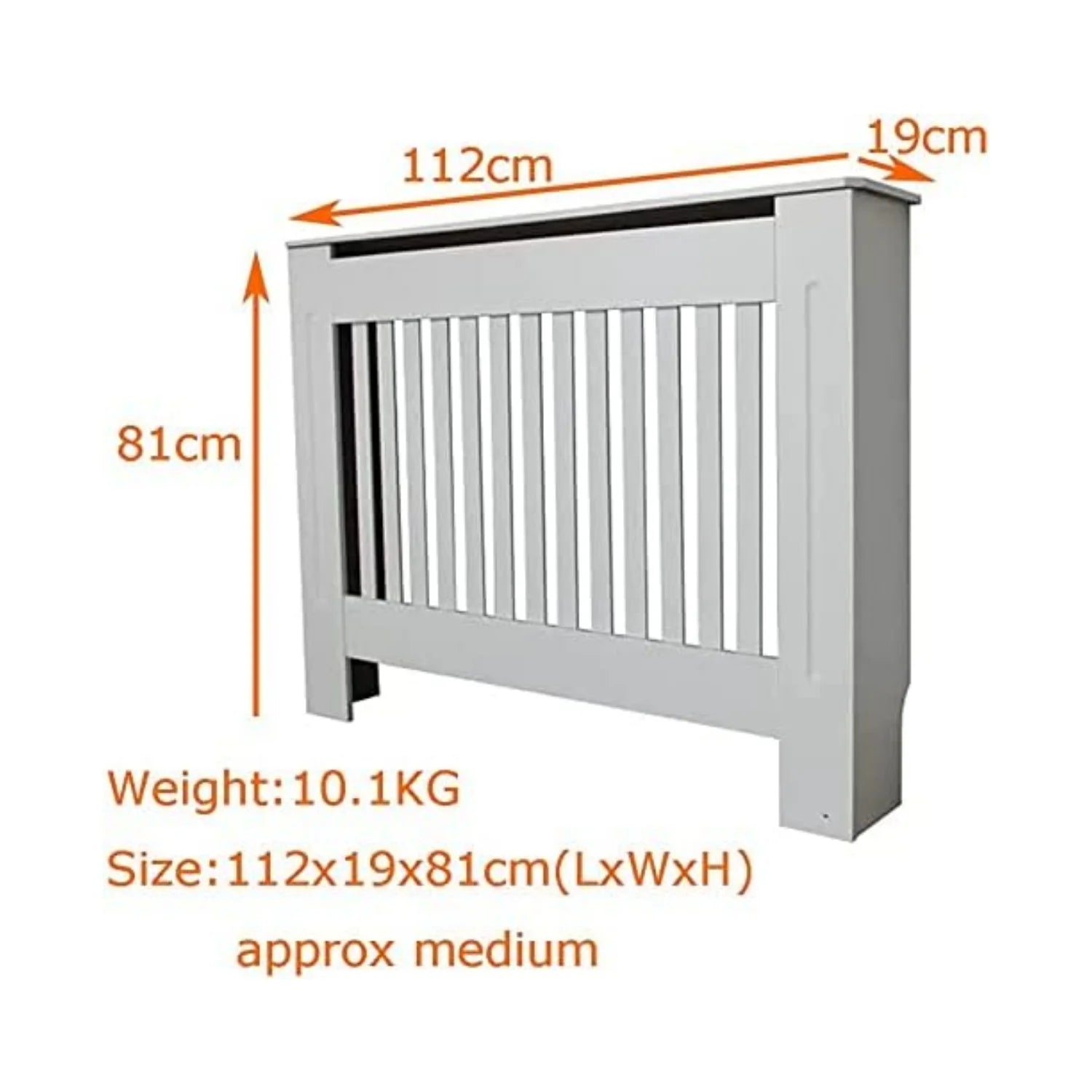 White MDF Radiator Cover Horizontal Striped Grille with Top Shelf Small Medium Large for Living Room Hallway