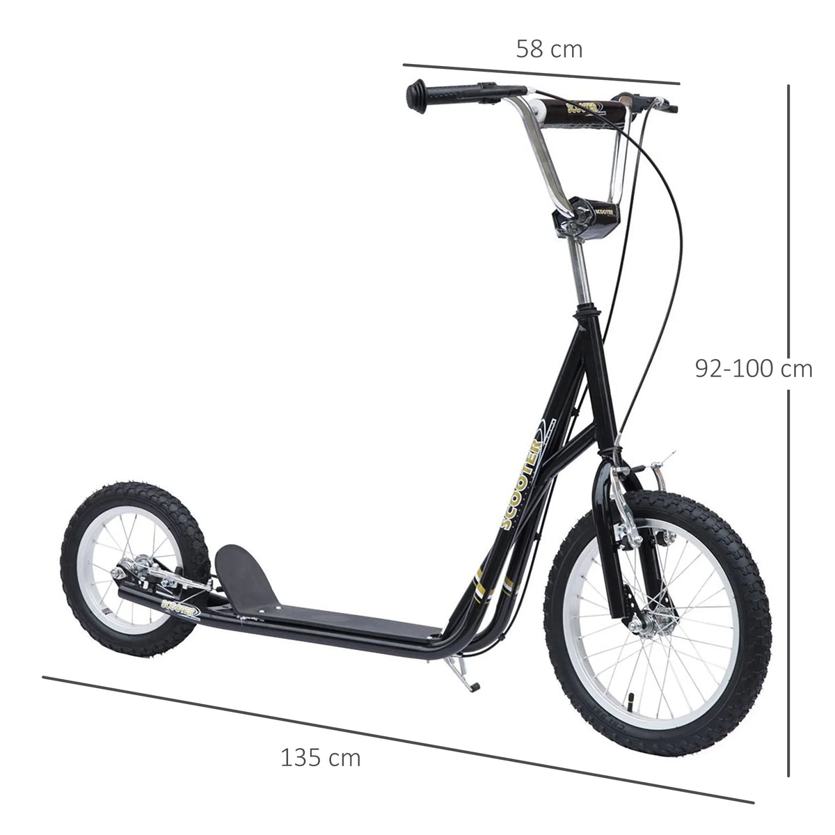 Teen Scooter Adjustable Height Dual Brakes Rubber Wheels Kickstand