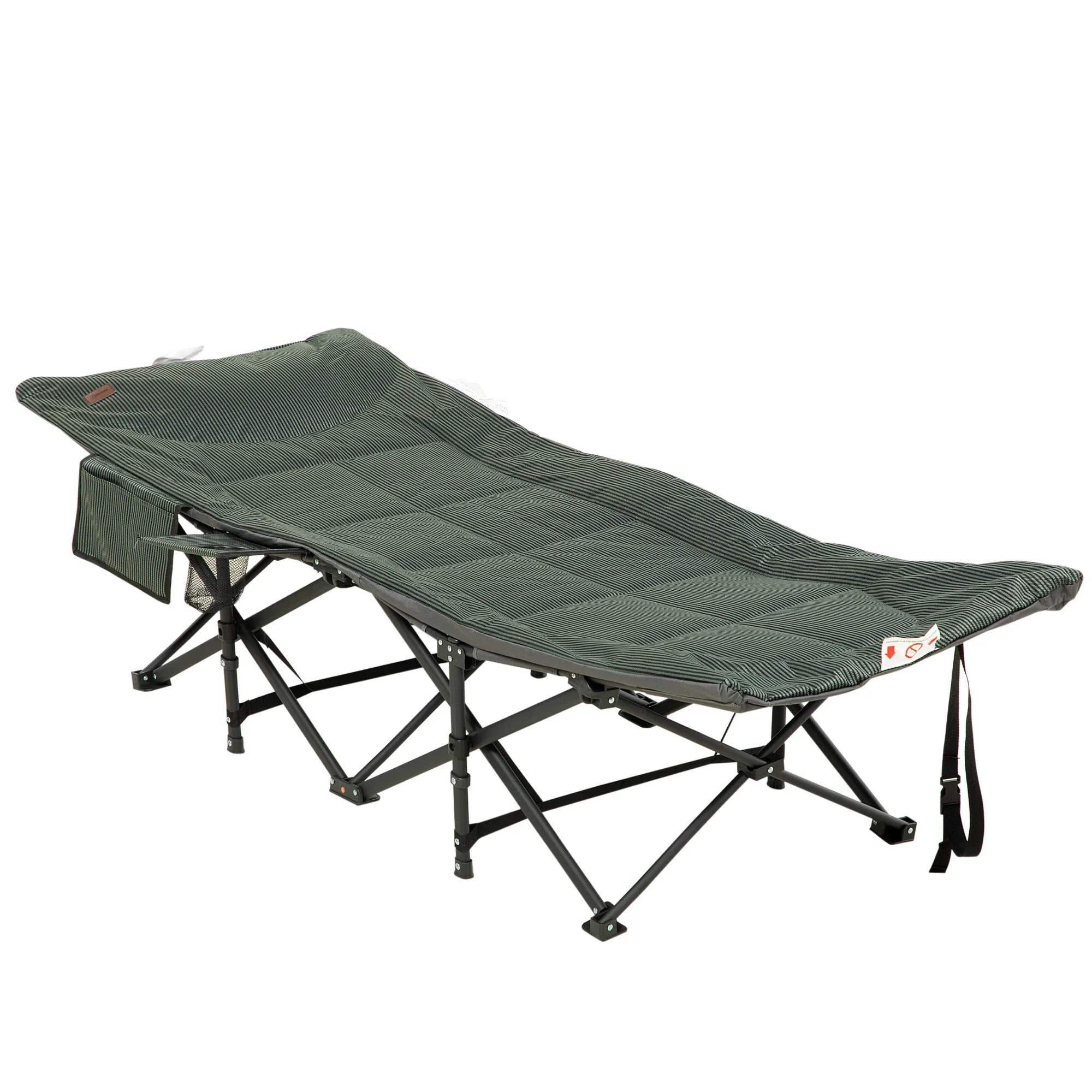 Outsunny Foldable Padded Sun Lounger | Portable Reclining Patio Bed with Cup Holder & Carry Bag