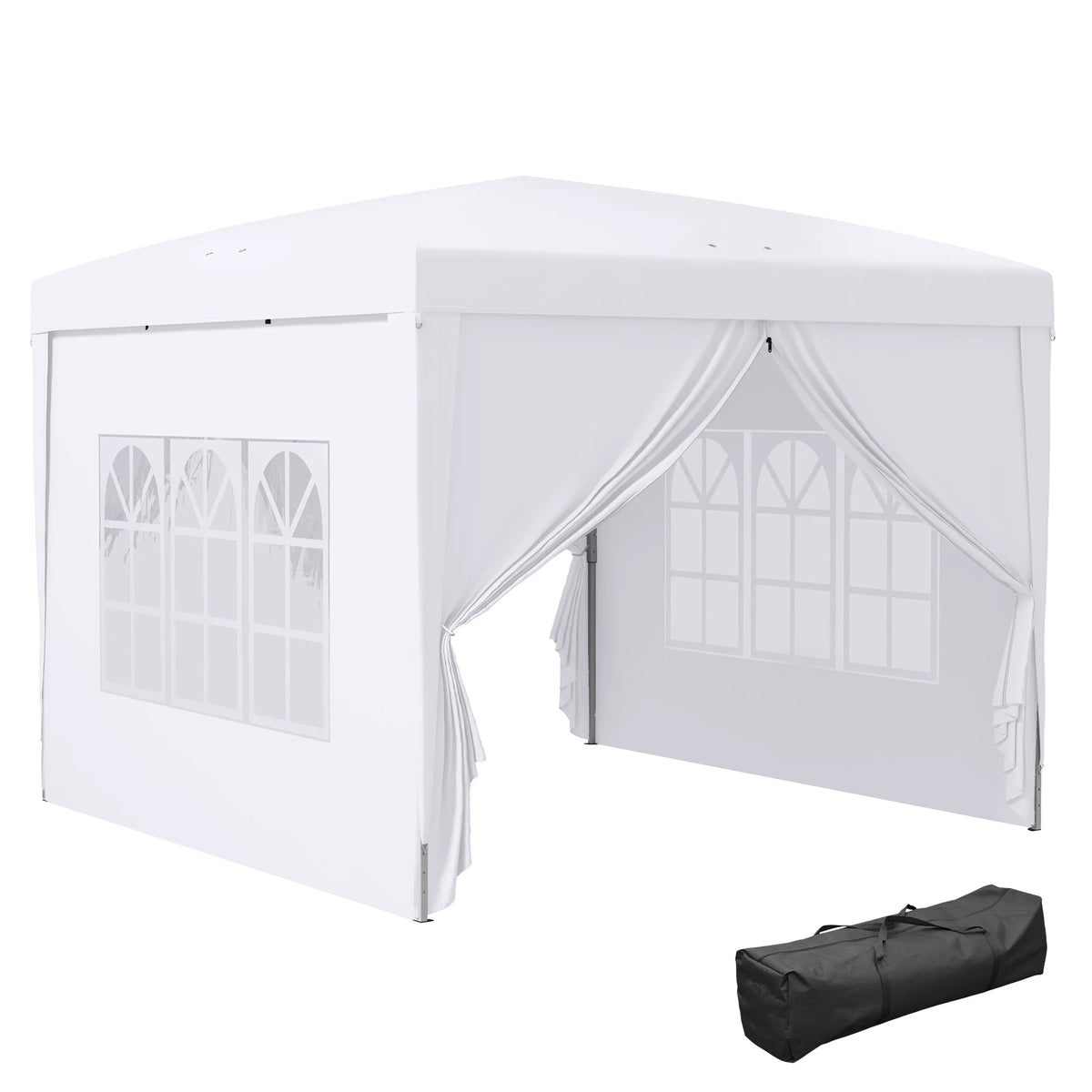 Pop Up Gazebo 3x3m with 2 Removable Walls Water and UV Resistant Powder Coated Steel Guy Ropes and Carry Bag