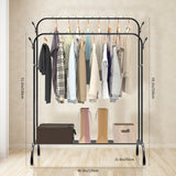 Double Rail Clothes Rack | 50kg Heavy Duty Steel Freestanding Garment Rail with Shoe Shelf