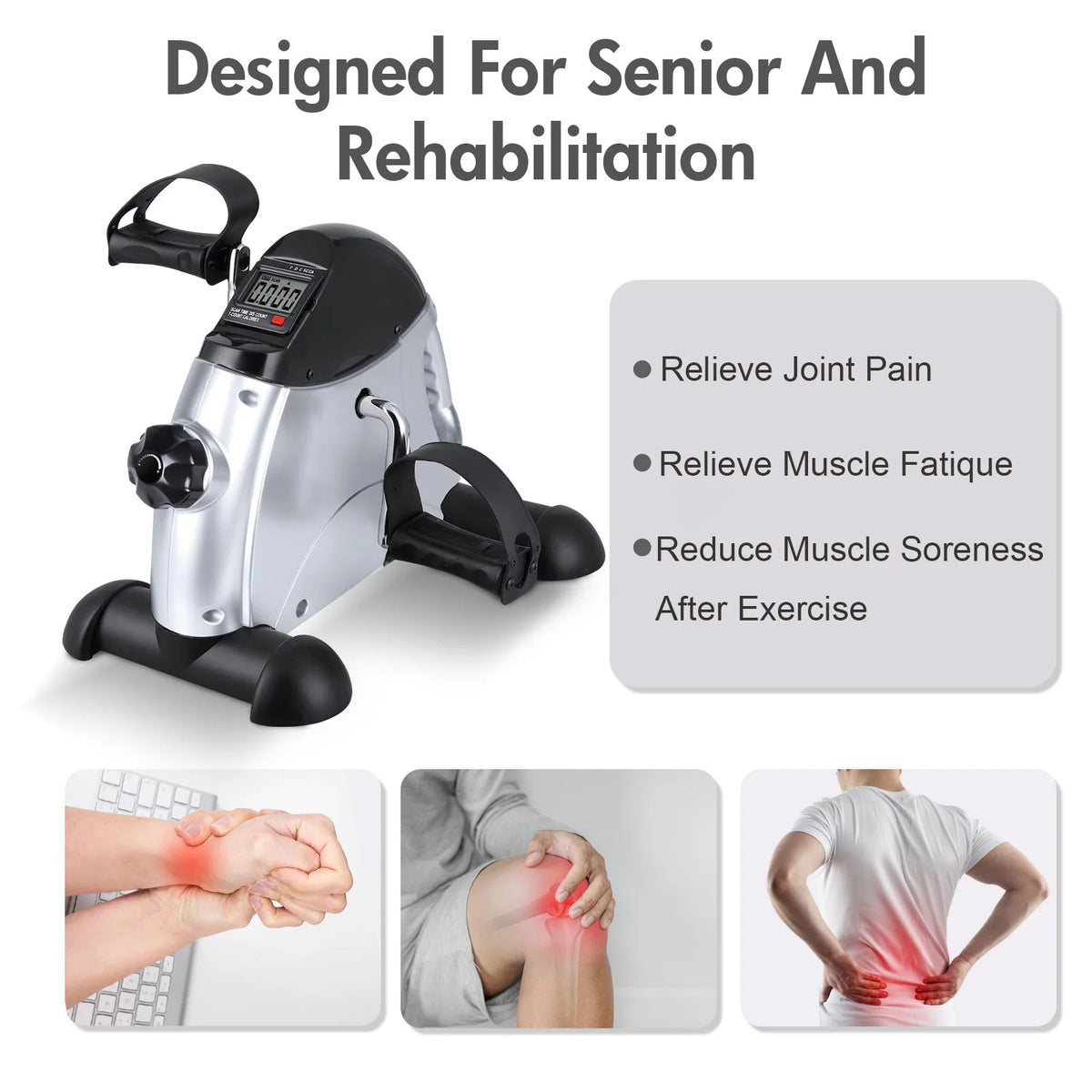 Mini Pedal Exercise Bike Under Desk Portable Cycle Trainer with LCD Display for Home Office