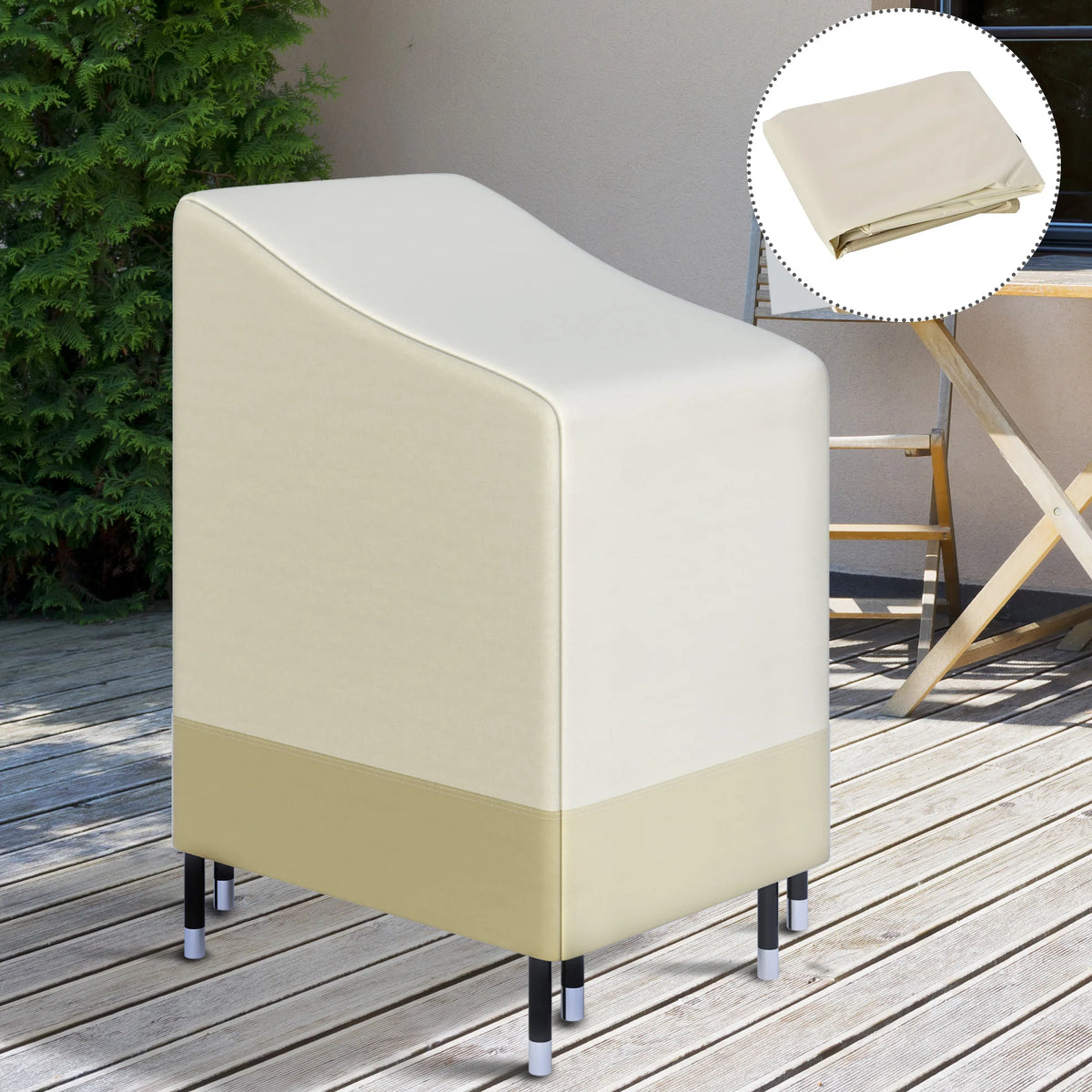 600D Oxford Cloth Waterproof Furniture Cover for Wicker & Rattan Garden Chairs, L70 x W90 x H115cm