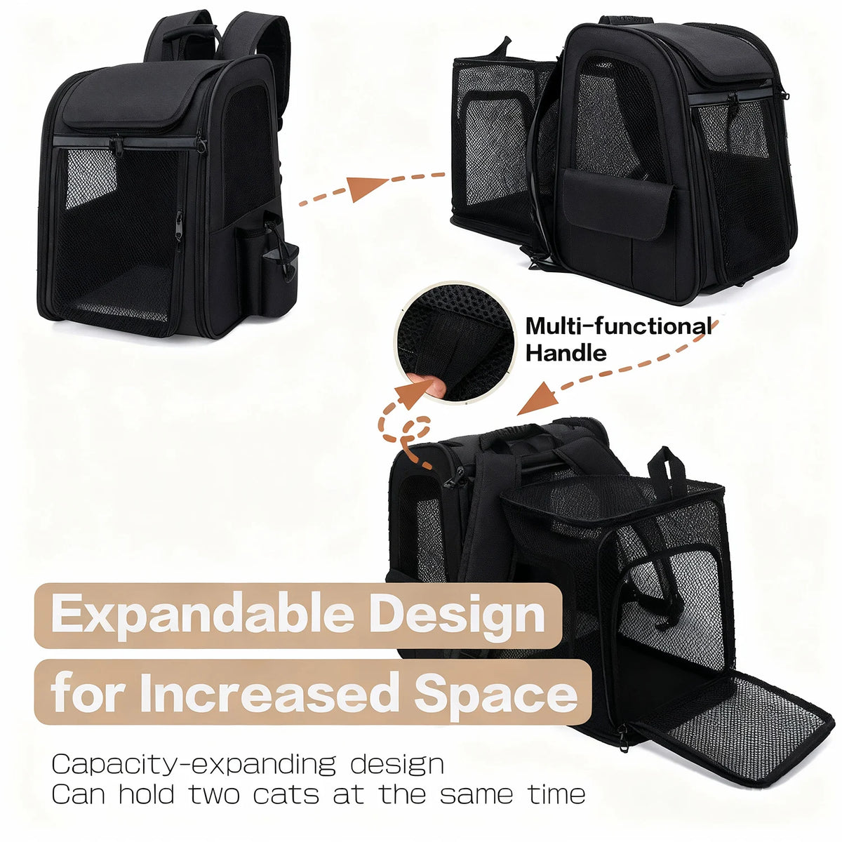 Pet Backpack Carrier Large Capacity Breathable Mesh Waterproof Foldable for Dogs Cats