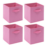 Pack of 4 Foldable Fabric Storage Cubes Boxes Non-Woven Wardrobe Organiser for Home Bedroom Closet