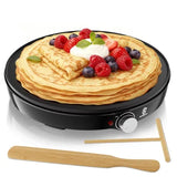 1000W Electric Crepe Maker Non-Stick Pancake Machine 30cm Stainless Steel with Precise Temperature Control for Home Us