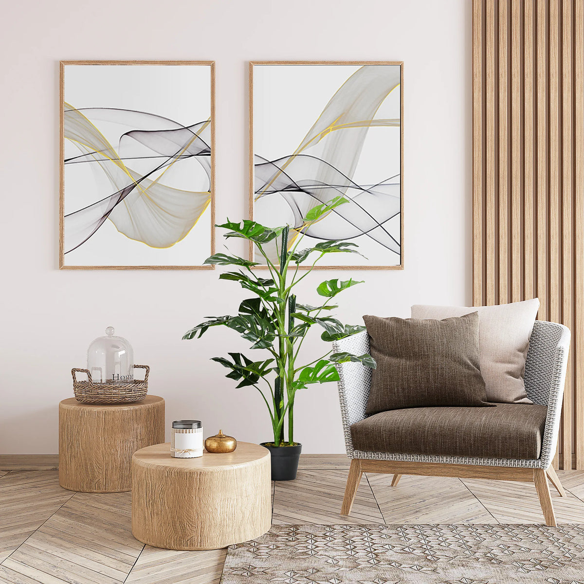 100cm/3.3ft Artificial Monstera Tree, Fake Plant in Pot, Indoor/Outdoor