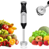 600W Stainless Steel Immersion Hand Blender with 304 Sharp Blades 2 Speed Settings Turbo Mode and Non-Slip Grip for Kitchen Use