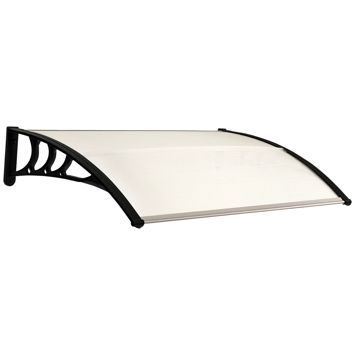 Curved Polycarbonate Door Canopy with Aluminium Bars, 100 x 75cm