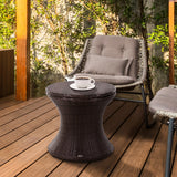 Rattan Outdoor Ice Bucket Bar Table 3-in-1 Drinks Cooler and Cocktail Table for Garden Party Patio BBQ Brown