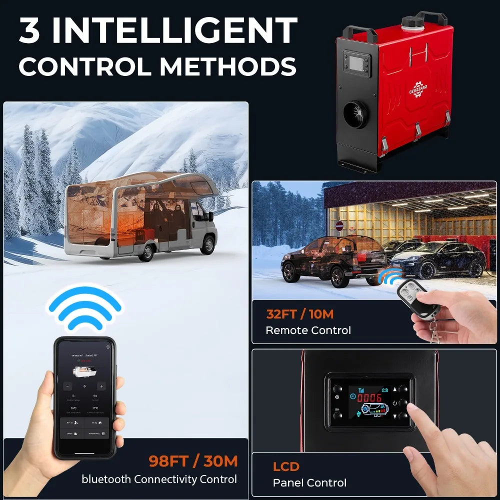 8KW Diesel Air Heater 12V 24V Bluetooth App Remote LCD Control 5 Year Warranty for Car Truck Campervan Boat