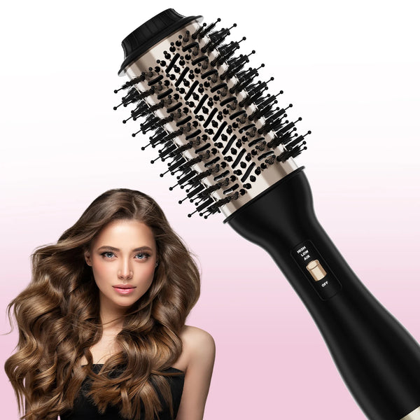 Hair Dryer Brush with 60mm Oval Barrel, One-Step Hot Air Styler and Volumiser, UK Plug