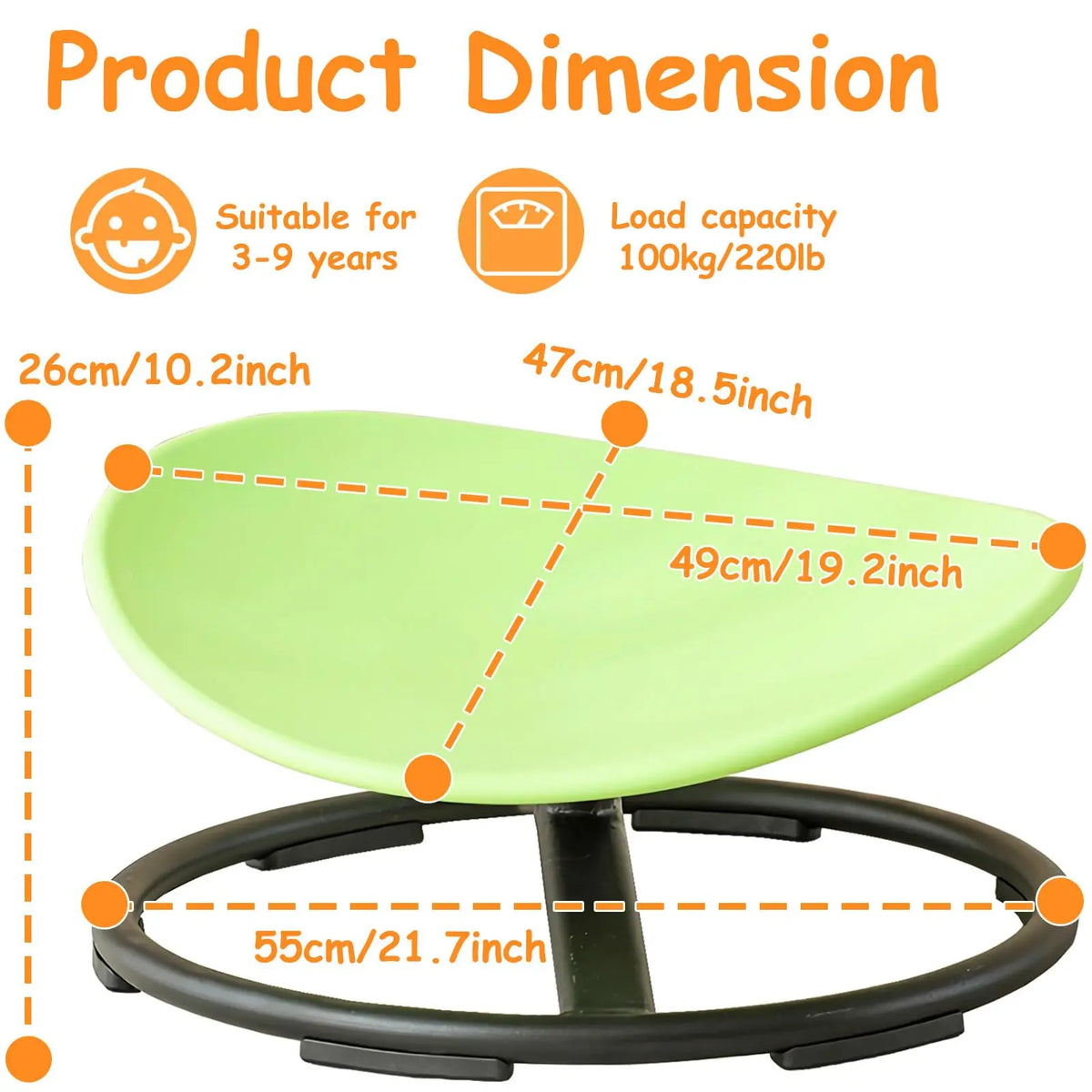 Kids Sensory Spin Chair Swivel Sit and Spin Toy for Coordination