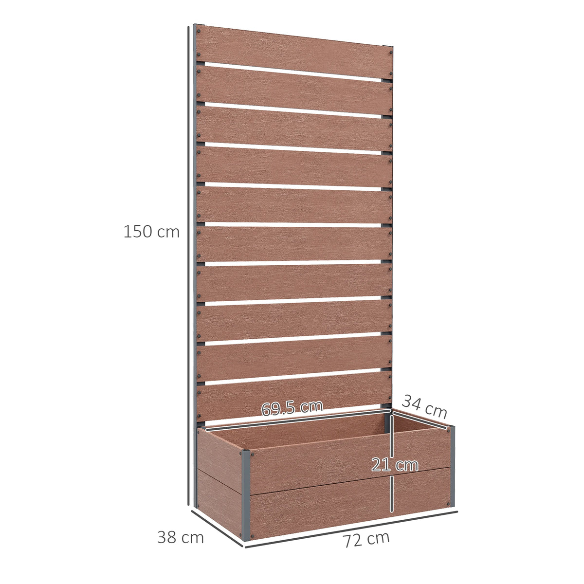 Garden Planter with Trellis for Climbing Plants, Raised Bed, 72 x 38 x 150 cm, Light Brown