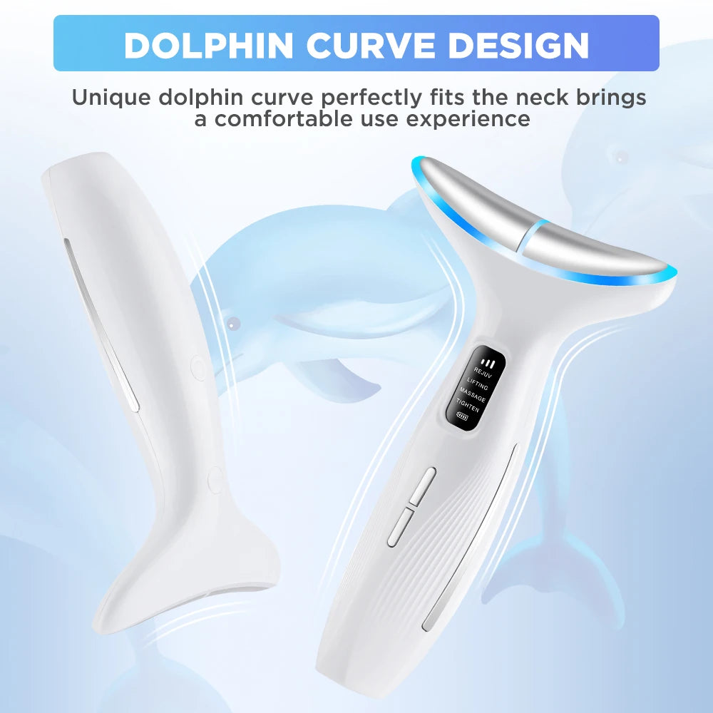 Microcurrent Neck Face Massager EMS LED Skin Tightening Lifting Device