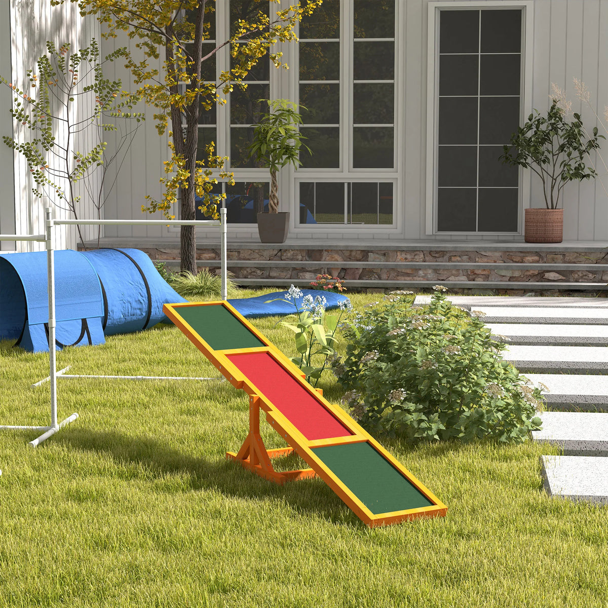 Wooden Pet Seesaw for Big Dogs with Anti-Slip Surface, Natural