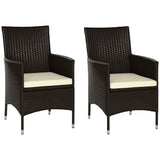 PE Rattan Outdoor Dining Chairs with Cushions and Armrests | Deep Coffee Garden Patio Chairs