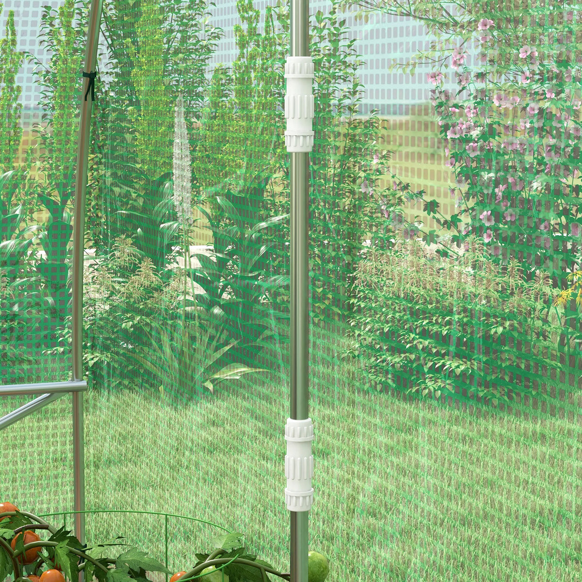 Walk In Polytunnel Greenhouse 4x3m with Sprinkler Irrigation System Roll Up Door Galvanised Steel Frame