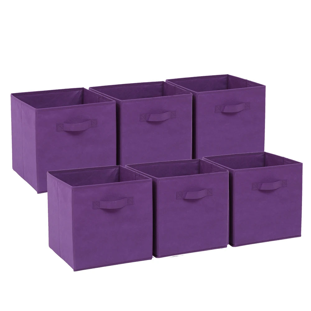 6 Pack Foldable Storage Cubes Fabric Storage Bins 30x30cm Wardrobe Organiser Boxes
