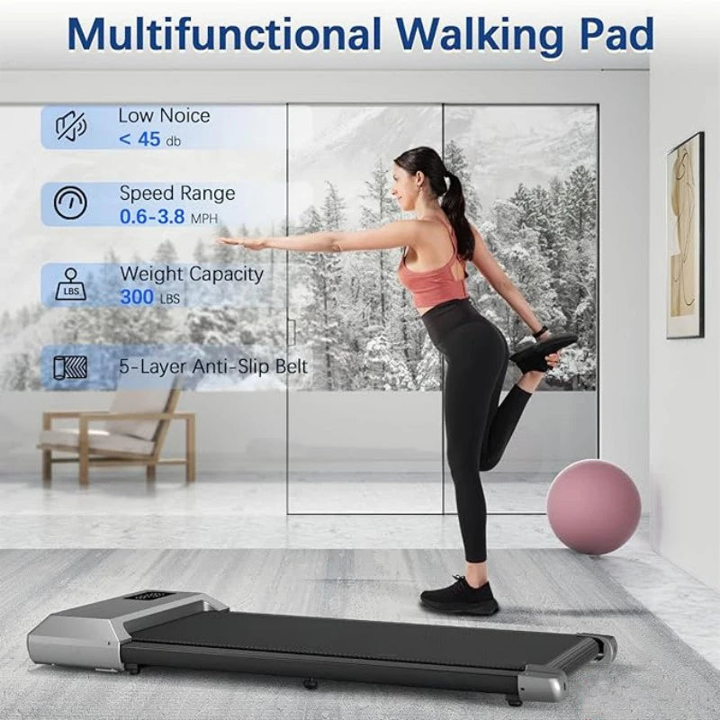 2.5HP Walking Pad Treadmill 300lbs Capacity – 2 in 1 Walking & Running Machine with LCD Display & Bluetooth