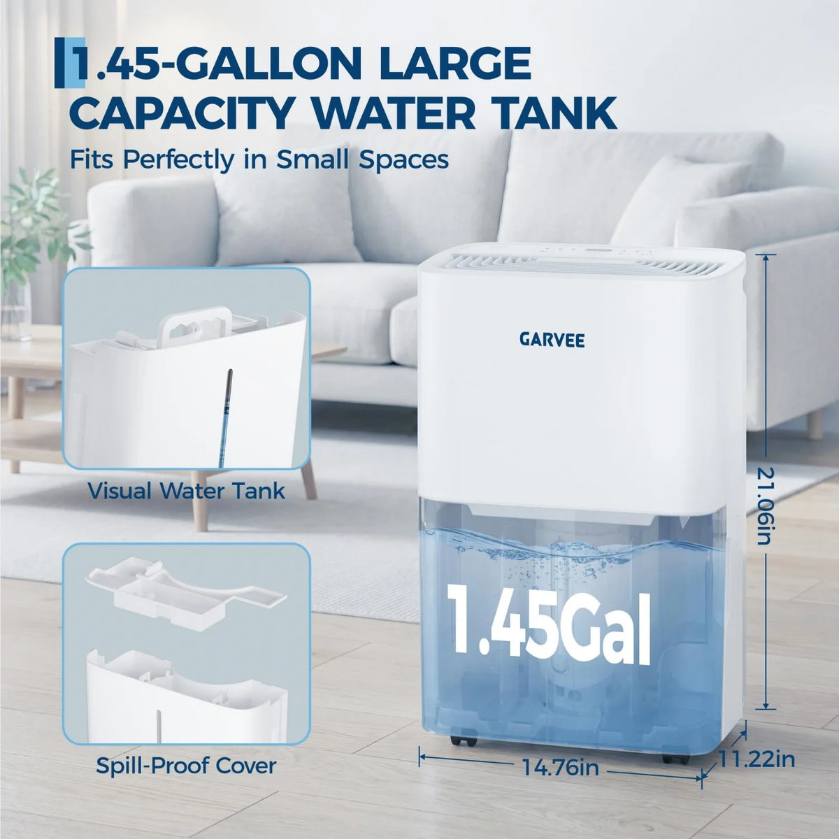 20L Per Day Dehumidifier 5.5L Tank Continuous Drain 40dB Quiet 24hr Timer for Bedroom Basement Bathroom 3000 sq ft