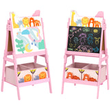 2 in 1 Kids Easel with Whiteboard & Chalkboard – Drawing Board with Storage Boxes