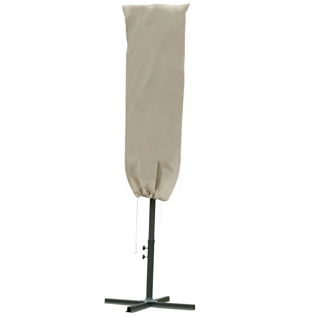 Garden Parasol Cover with Zip and Rod, Patio Umbrella Protector for 2–4m Parasols, Khaki