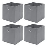 Pack of 4 Foldable Fabric Storage Cubes Boxes Non-Woven Wardrobe Organiser for Home Bedroom Closet