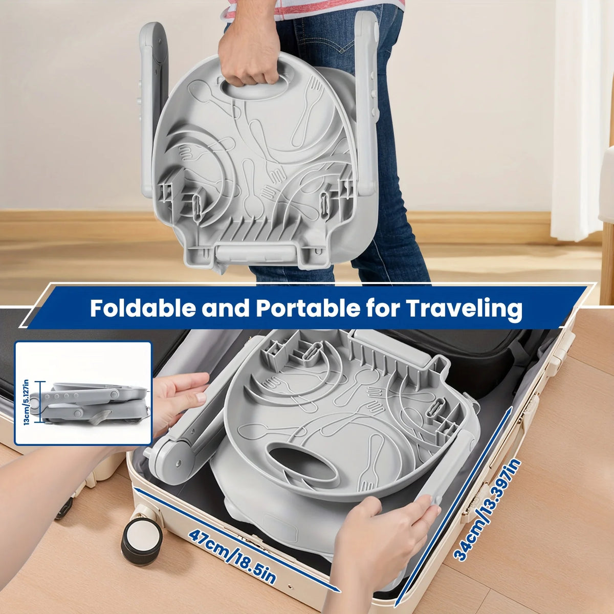 Adjustable Baby Booster Dining Chair with Tray – Portable Foldable Toddler Feeding Seat