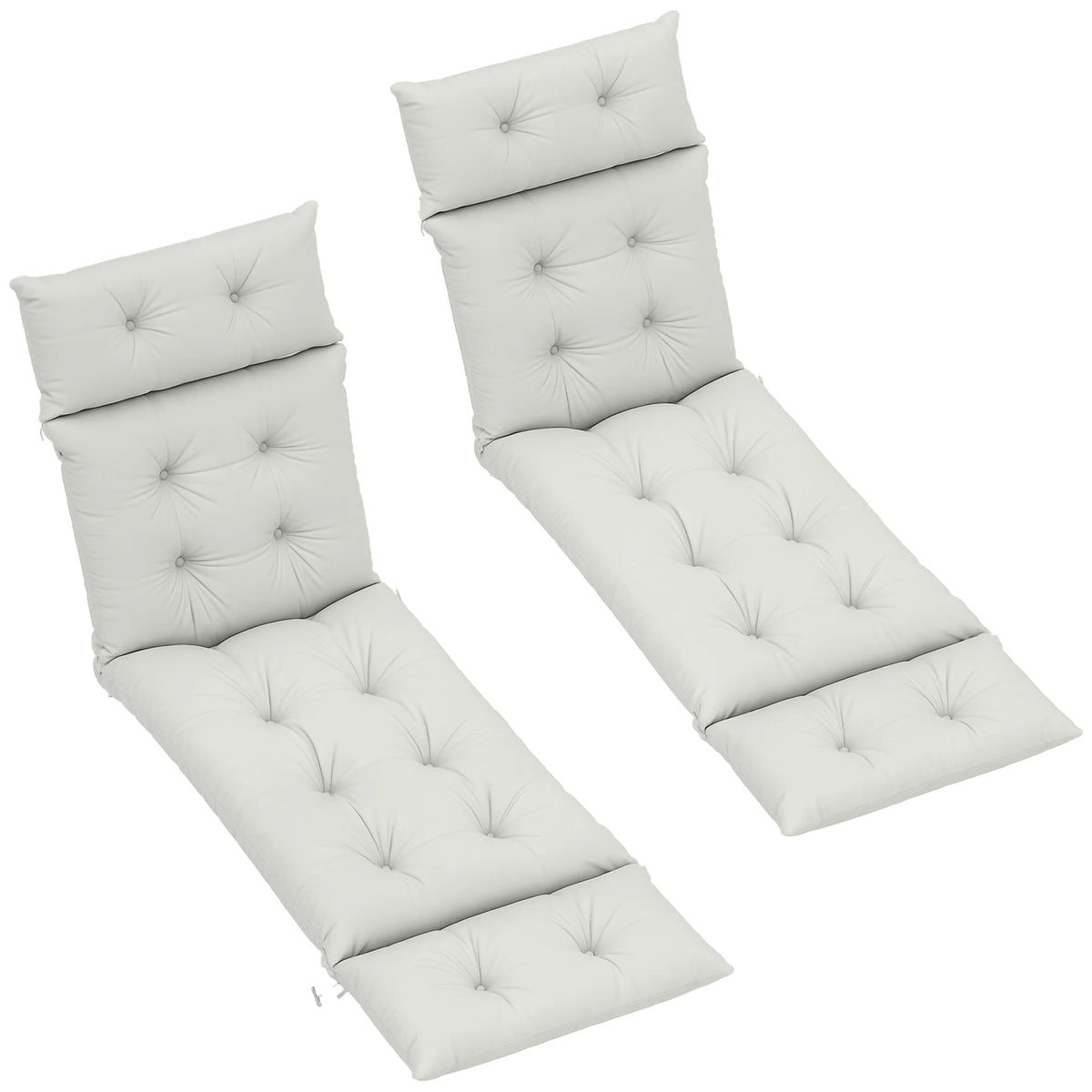 Sun Lounger Cushions Only, Lounge Chair Cushion Set of 2, 190 x 56cm - Light Grey