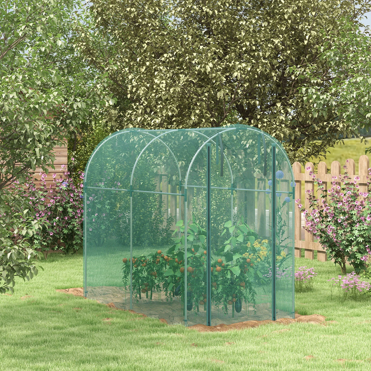 Fruit Cage Plant Protection Tent 1.2 x 2.4m with Zipped Door, Green