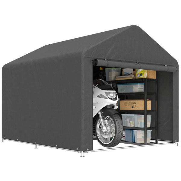 Garden Storage Shed Tent with Roll-Up Zipped Door, 6.6 x 7.8ft, Dark Grey