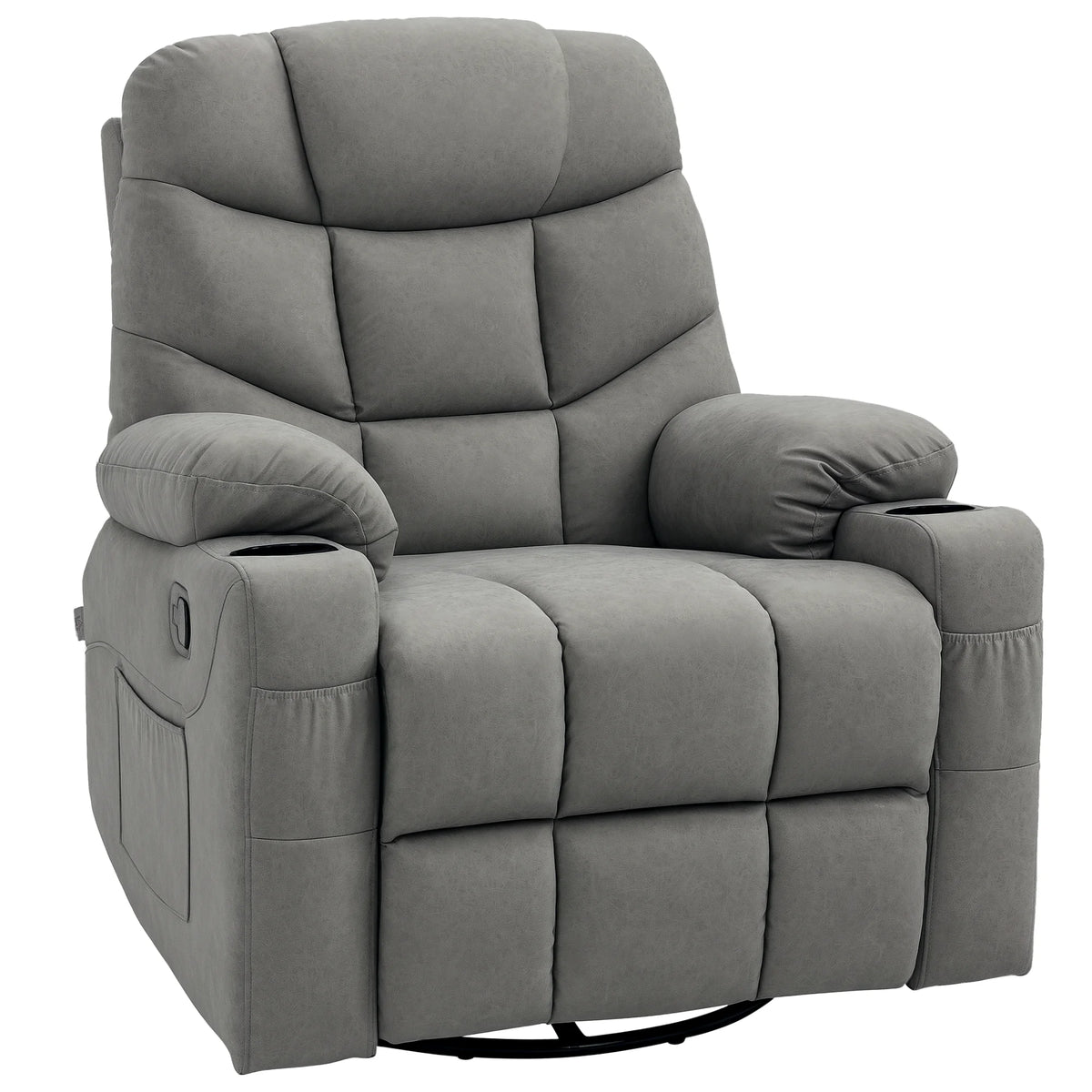 Manual Recliner Chair with Footrest, Cup Holder, Swivel Base
