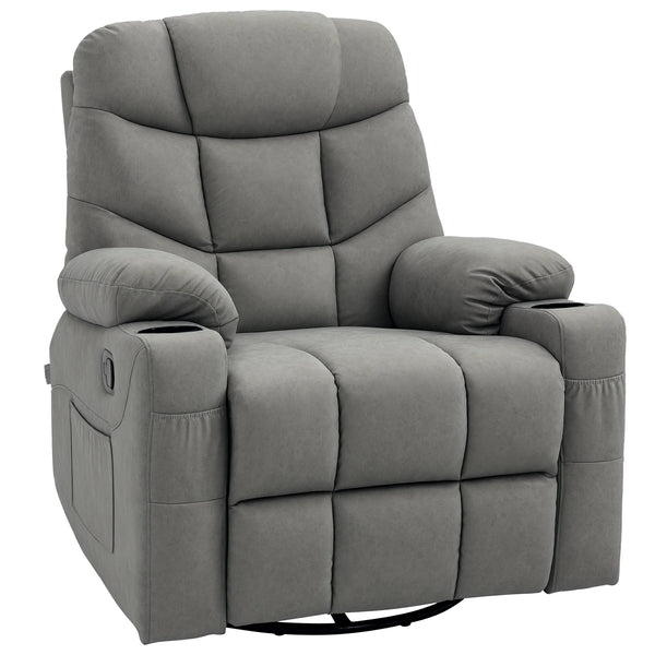 Manual Recliner Chair with Footrest, Cup Holder, Swivel Base