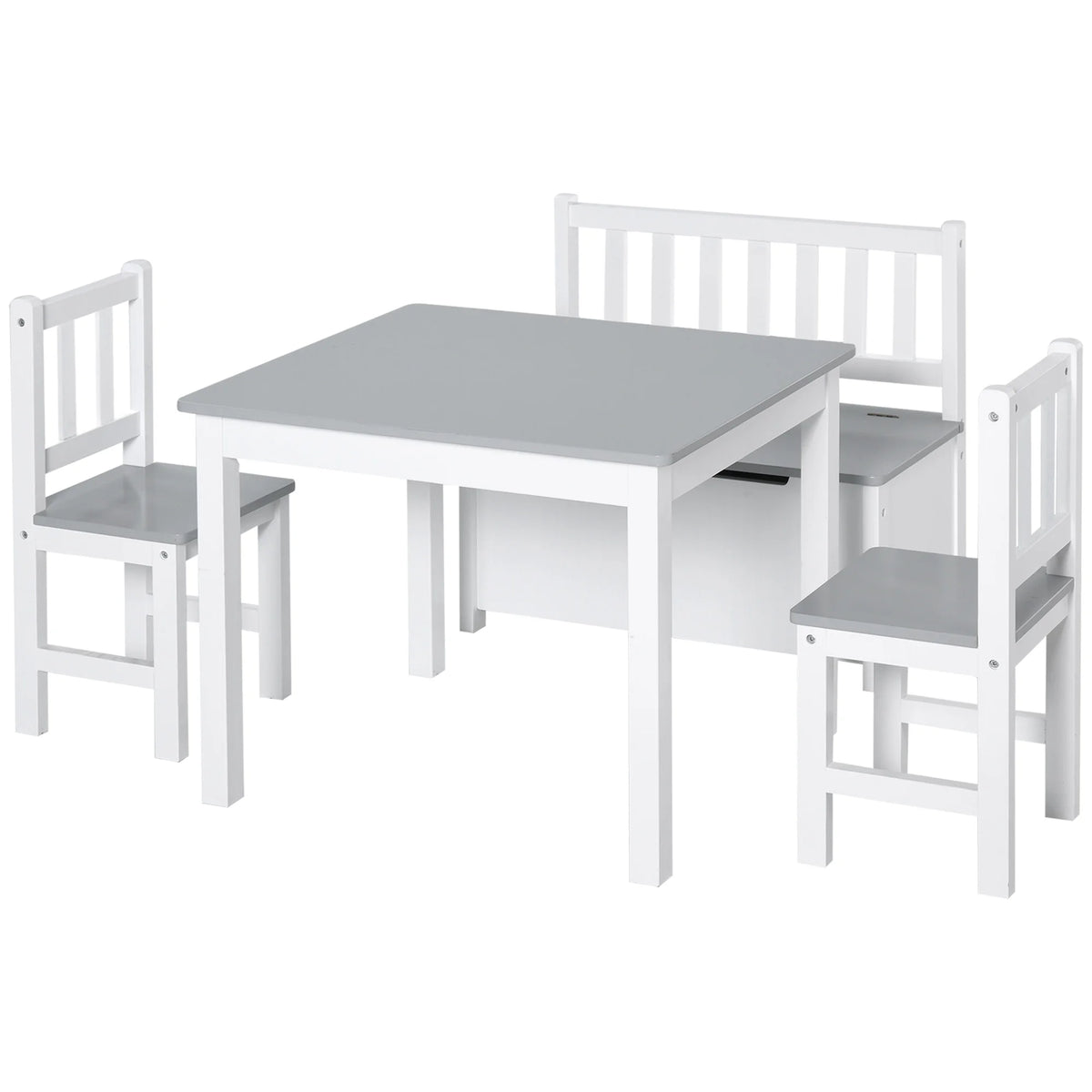 4-Piece Kids Table and Chair Set with Storage Bench