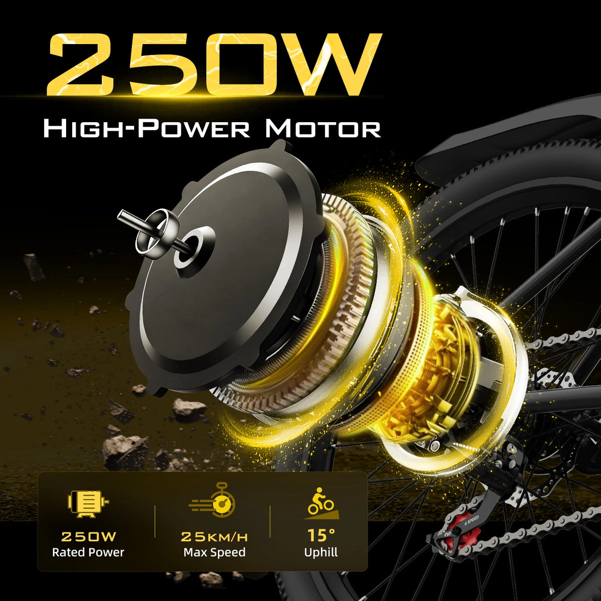 Q7 26 Inch Electric Mountain Bike with 250W Brushless Motor, 36V 10Ah Removable Battery and Front Suspension