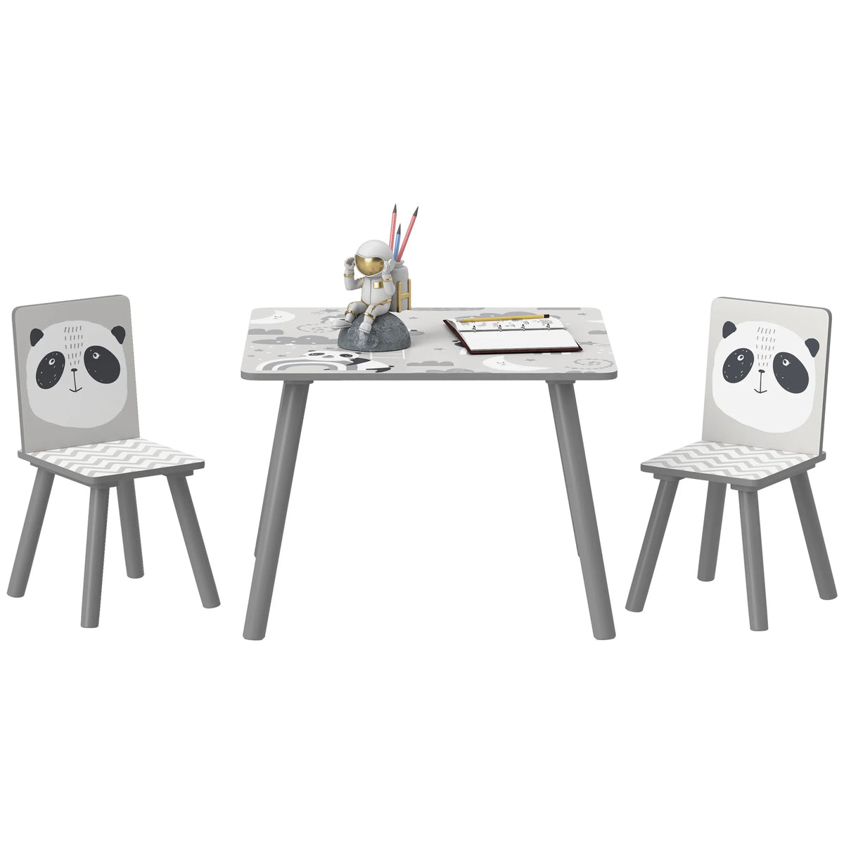 3 Piece Kids Table and Chair Set with 2 Chairs Animal Design Rounded Edges for Ages 3-8 Nursery