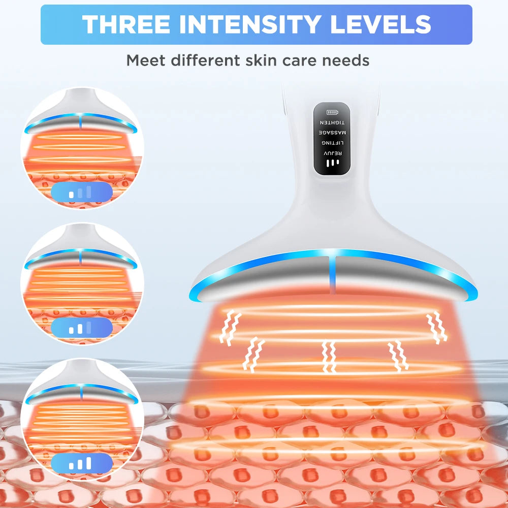 Microcurrent Neck Face Massager EMS LED Skin Tightening Lifting Device