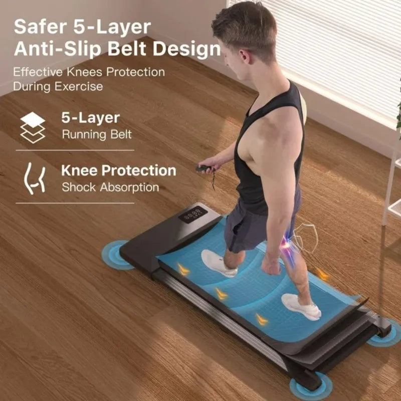 2 in 1 Under Desk Walking Pad Treadmill 2.5HP 300lbs Capacity Quiet Portable LED Display Bluetooth