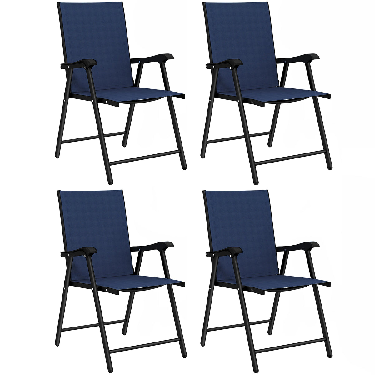 Folding Garden Chairs Set of 4 with High Back and Armrests