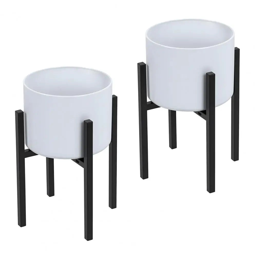2 Pack Adjustable Iron Plant Pot Stand with 12 Inch Flower Pot Nordic Style Floor Standing Rack for Home Office Garden