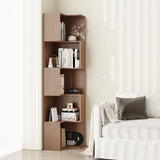 180cm Large 5-Tier Corner Bookshelf | Tall MDF Shelving Unit Display Storage Organiser for Living Room
