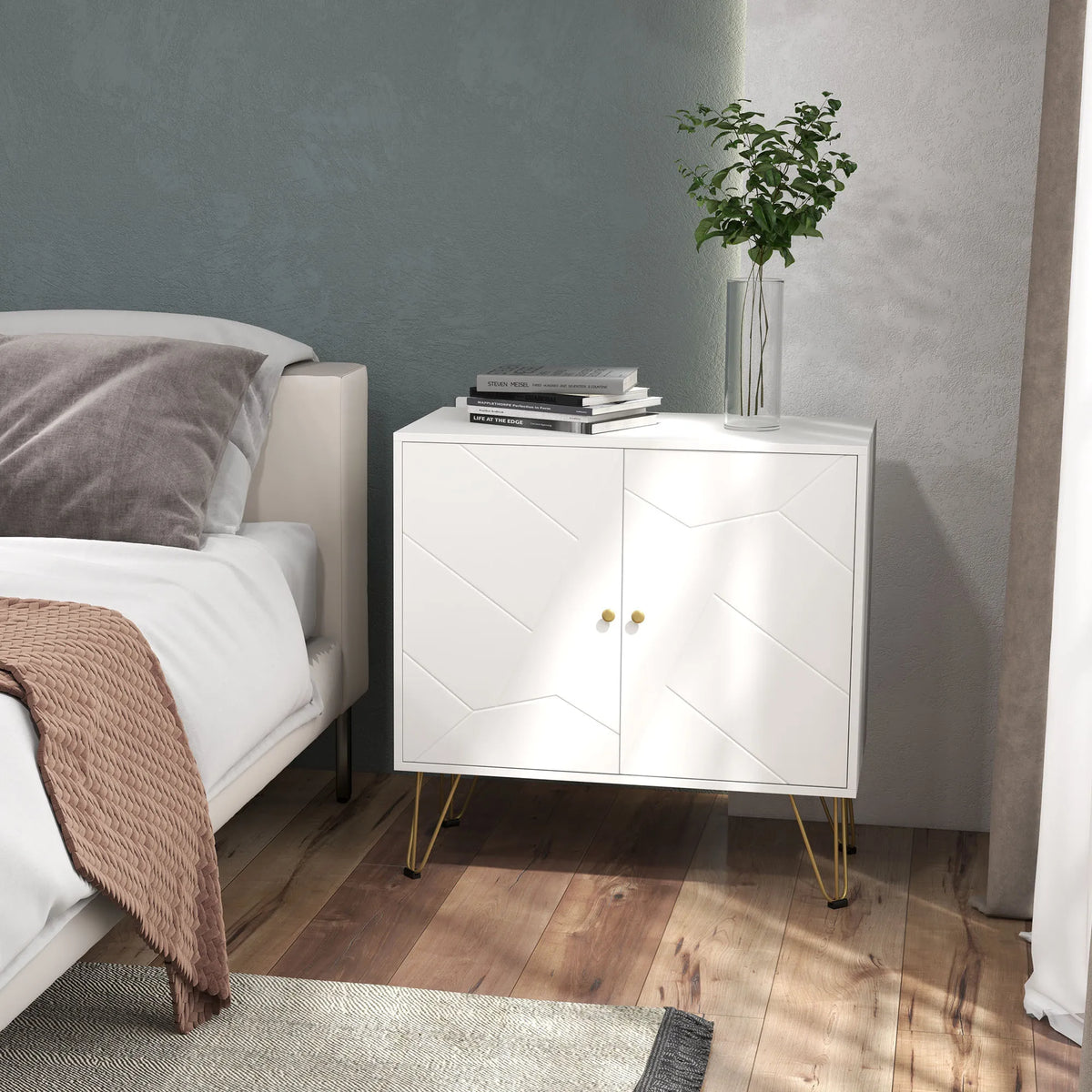 Freestanding Storage Cabinet with Adjustable Shelves for Living Room