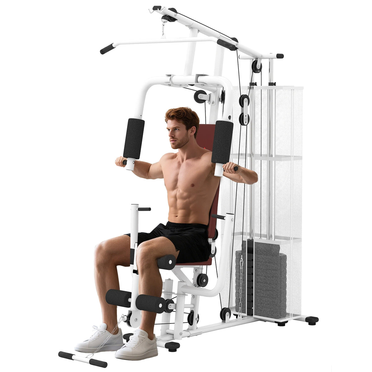 Multifunction Home Gym Weight Training Workout Station, White
